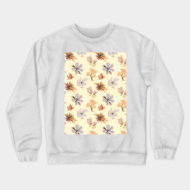 Orange Floral Pattern Crewneck Sweatshirt by Lizzamour